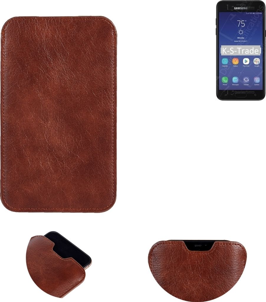 K-S-Trade Schutzhülle Handyhülle kompatibel mit Samsung Galaxy J3 Aura Handytasche Kunstleder Sleeve in braun