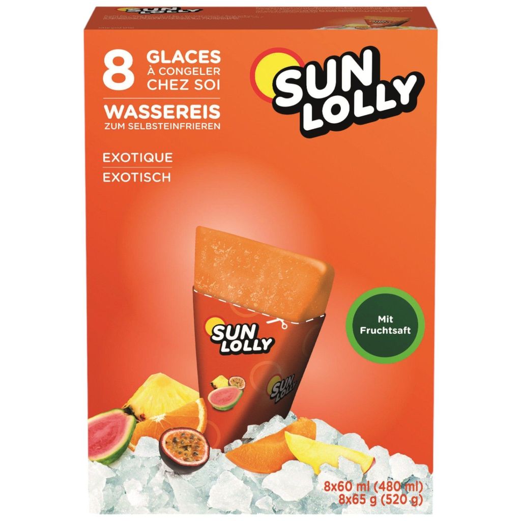 sun lolly Wassereis Exotisch mit Fruchtsaft 8 x 60ml (12er Karton Pack)