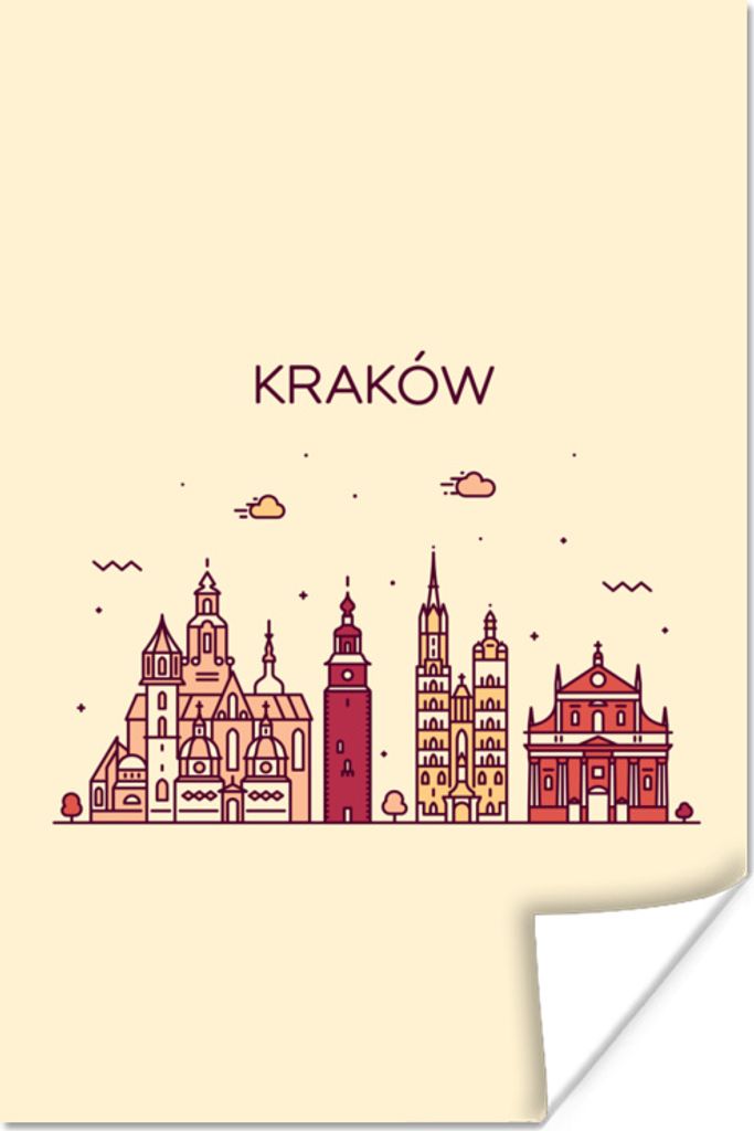 MuchoWow Poster Polen - Skyline - Krakau 120x180 cm - Kunstposter