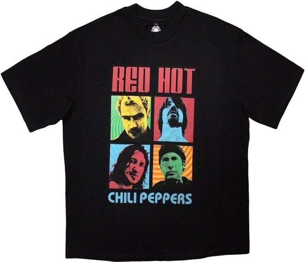 Red Hot Chili Peppers Portrait Photos Oversized Black L T-Shirt