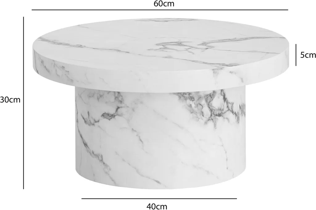 Petite table basse d'appoint ronde 60 cm blanche pour petit appartement