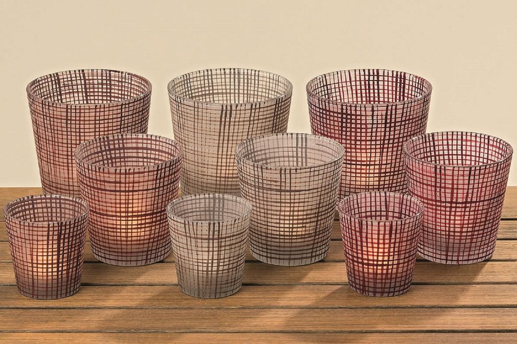 Teelichthalter Jena 3 sortiert Glas lackiert H.8 cm Ø.8 cm 3er Set