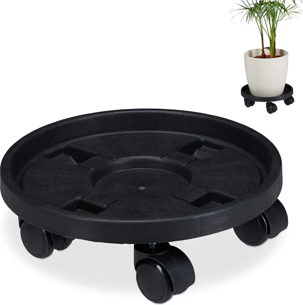 Rouleau pour plantes sur roulettes Ø 30 cm - Set de 2 supports noirs