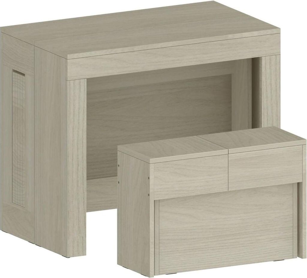 Tisch- und Stuhlset Dardizzon, Mehrzweckkomposition, Set mit Konsole und 1 ausziehbarer Bank, 100 % Italy, 66 x 25 x 45 cm, Olmo
