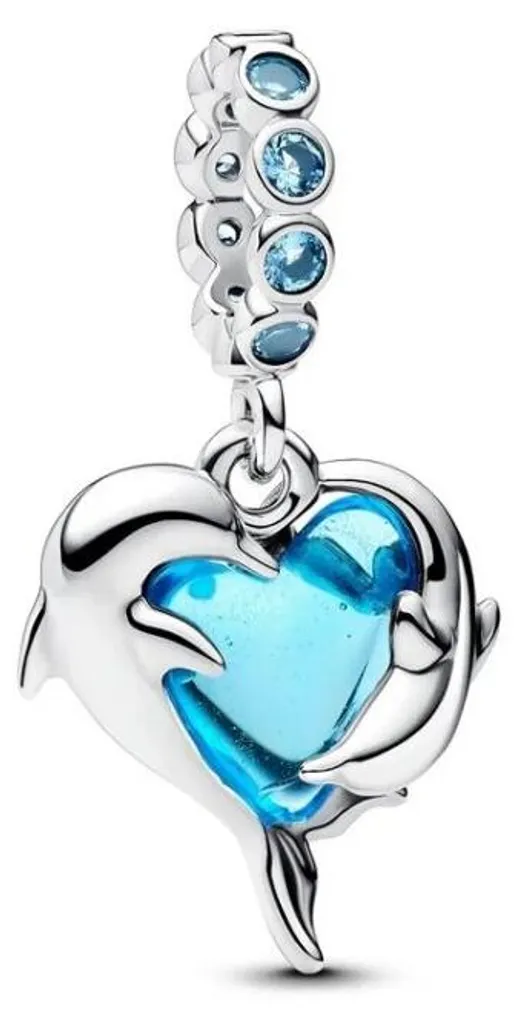 Bijou Pandora 793924C01 Dauphins en Argent 925 et Verre Murano Bleu