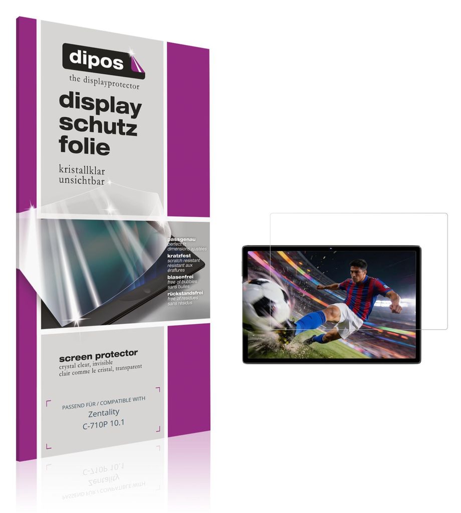 2x Schutzfolie für Zentality C-710P 10.1 klar Displayschutzfolie Folie Display Schutz dipos