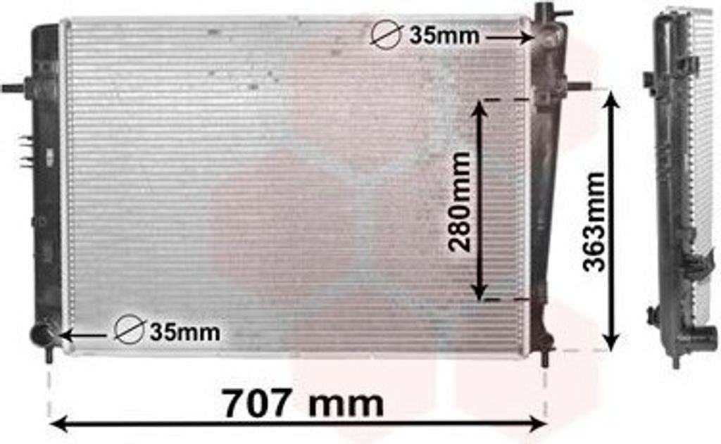 VAN WEZEL 82002328 - OE 25310 2E550 Kühler, Motorkühlung für Tucson (JM), Sportage (JE, KM)