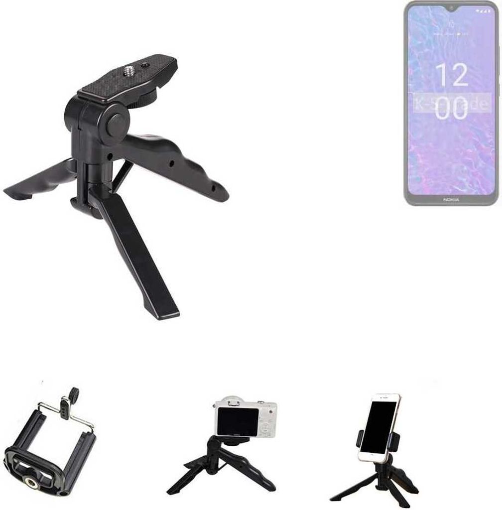 K-S-Trade Stativ Tisch-Ständer Dreibein Handy-Stativ Ständer kompatibel mit Nokia C210 Mini-Stativ Smartphone Tripod Handy-Stativ aus Plastik