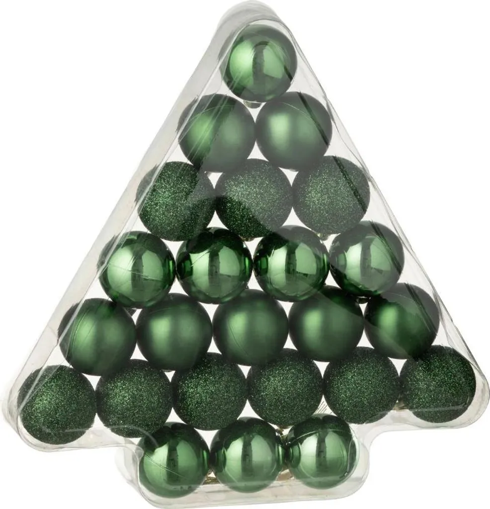 Boules de Noël vert émeraude J-Line : lot de 24 suspensions durables