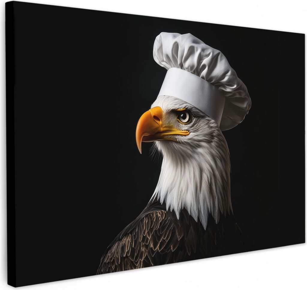 Wanddeko 30x20 cm - Vogel - Kochmütze - Adler - Schwarz, Leinwand Bilder, Wanddeko, Gemälde