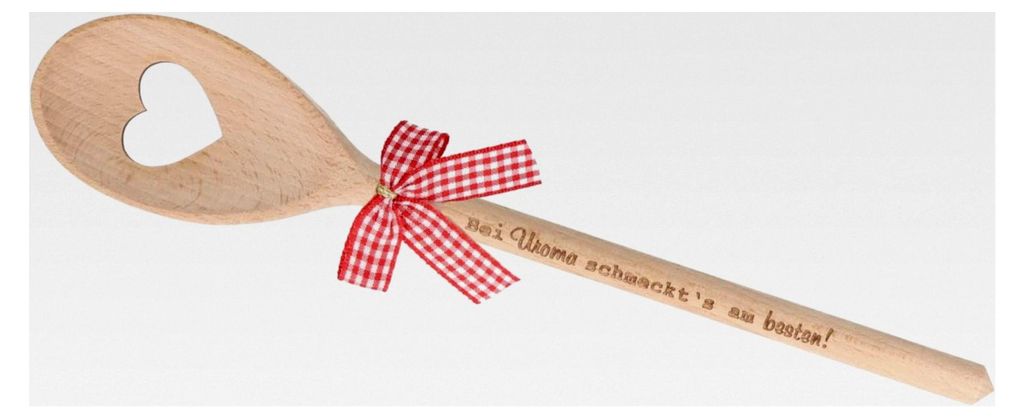 Kochlöffel aus Holz mit Herz und Gravur als Geschenk für die Uroma