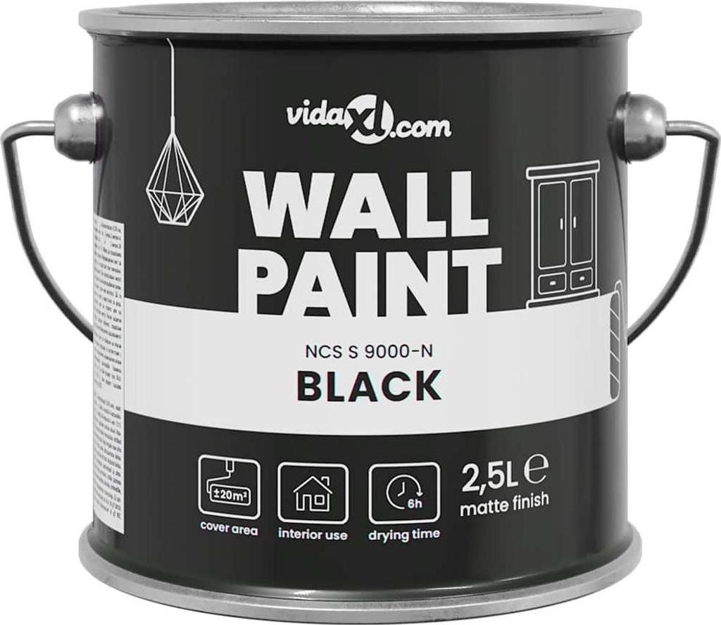 vidaXL Wandfarbe Schwarz 16,5 x 16,5 x 16 cm Wanddruck