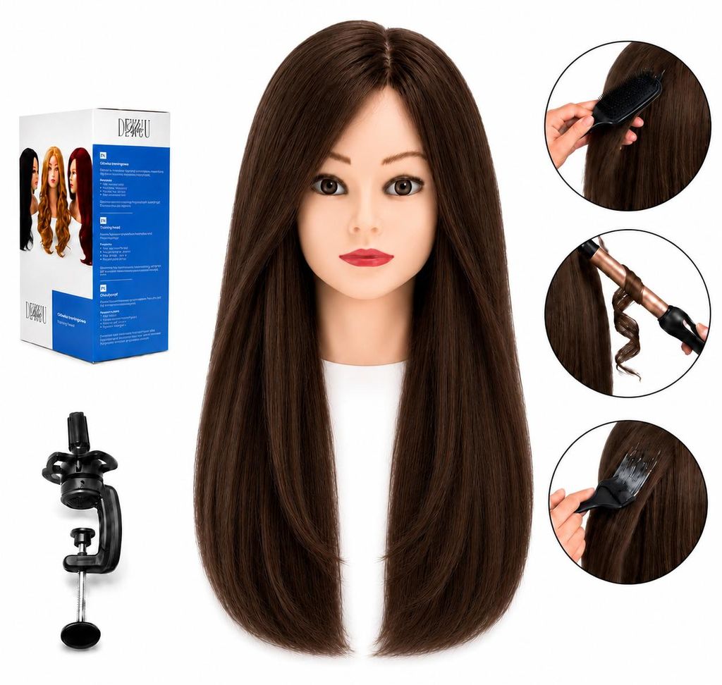 Tête à coiffer professionnelle Ela cheveux naturels 55 cm Image du produit  Image générée par une IA