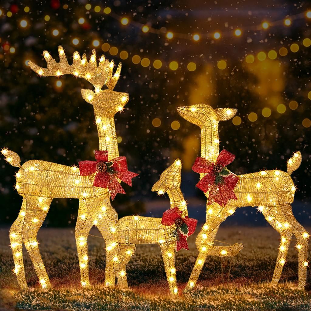 LEADZM 3-teiliges Weihnachtsbeleuchtung Rentier Goldenes, Produktbild 