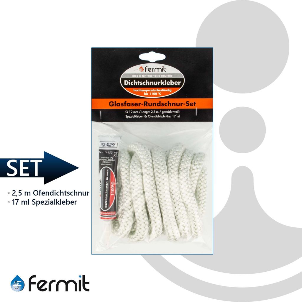 Kit de cordon rond en fibre de verre Fermit 12 mm + colle Image du produit 