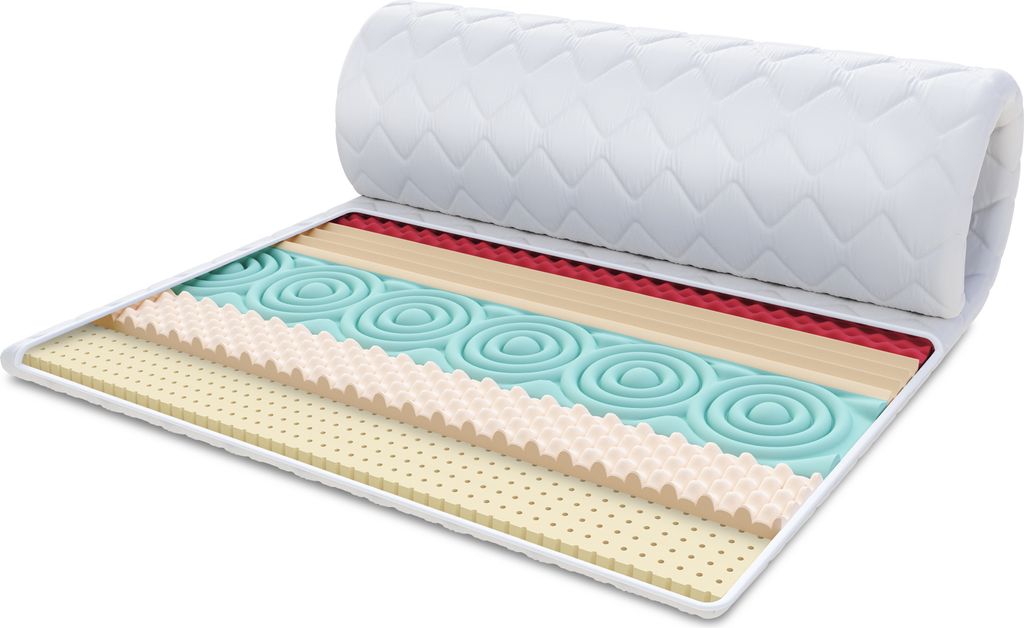 Topper 180x200 cm Matratzenauflage FRUTI mit HR-Schaum Latex 7 Zonen Höhe ca 6 cm H2 H4 mit waschbarem Premium Bezug