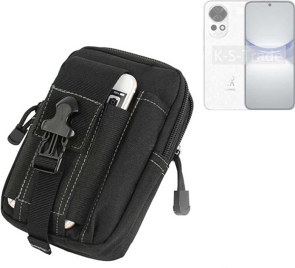 K-S-Trade Gürtel Tasche kompatibel mit Huawei nova 12 Gürteltasche Holster Schutz Hülle Handy Hülle Smartphone outdoor Handy-Hülle schwarz