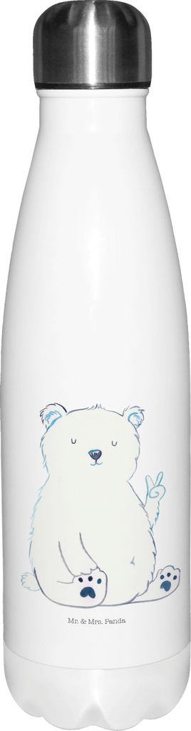 Mr. & Mrs. Panda Trinkflasche Eisbär Faul - Weiß - Geschenk, thermosflaschen, Thermosflasche, trinkflaschen, Nordpol, Arbeit, thermobehälter, Ho...