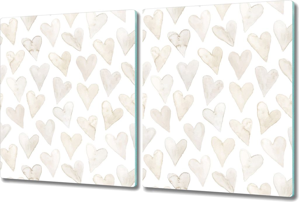 Glas Schneidebrett Herdabdeckplatten Schneideplatten - 2x 40x52 cm - Silber Zickzack