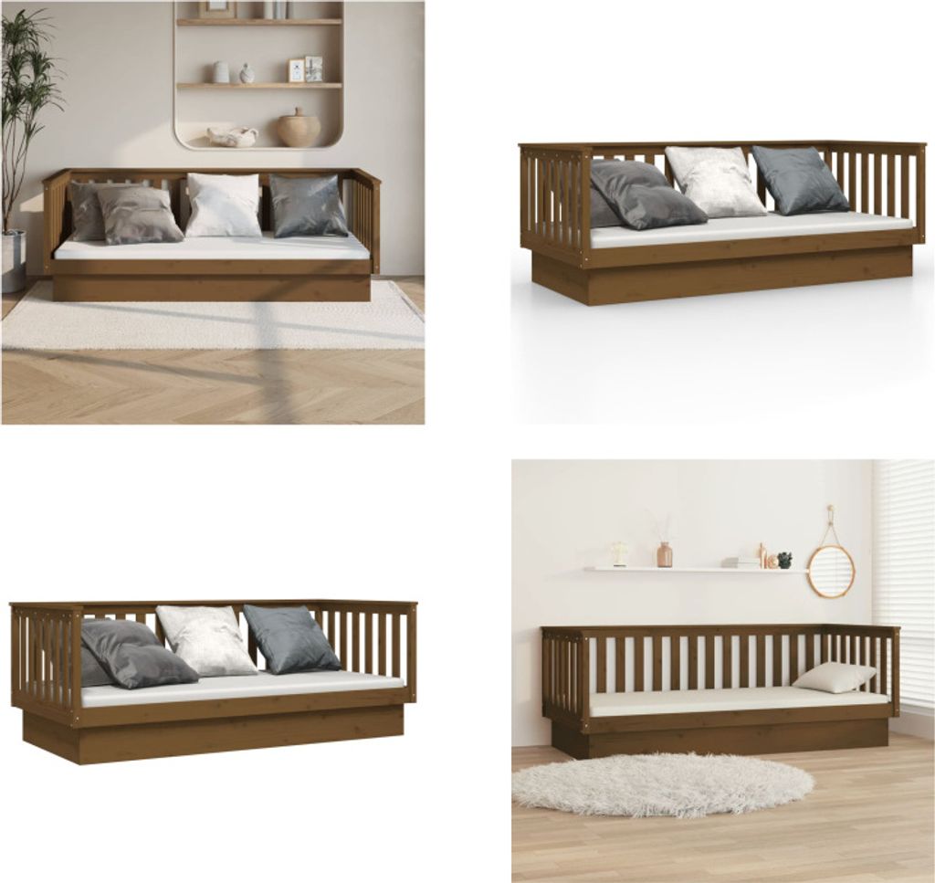 vidaXL Tagesbett Honigbraun 80x200 cm Massivholz Kiefer - Tagesbett - Tagesbetten - Schlafsofa - Sofabett