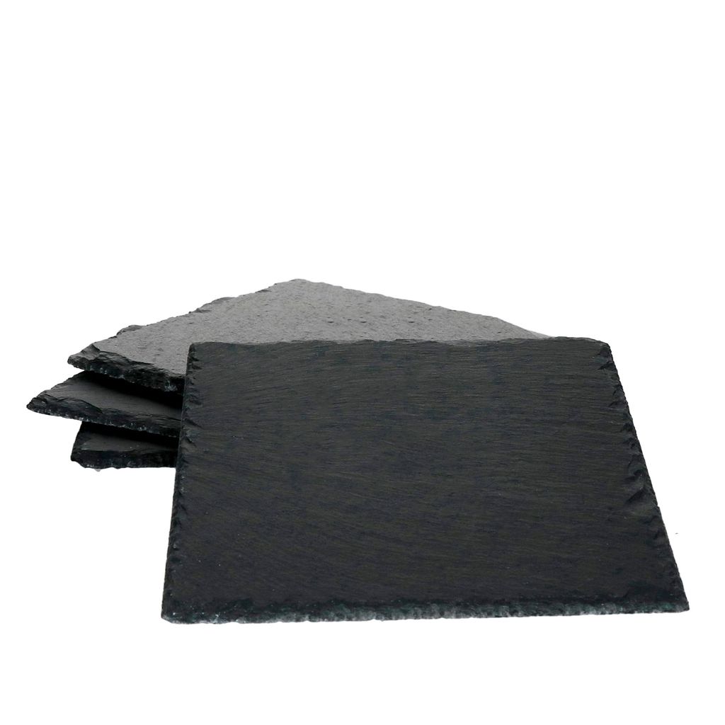 4x Schieferplatten 17 x 17 cm Tisch-Set Untersetzer Servierplatte Naturschiefer