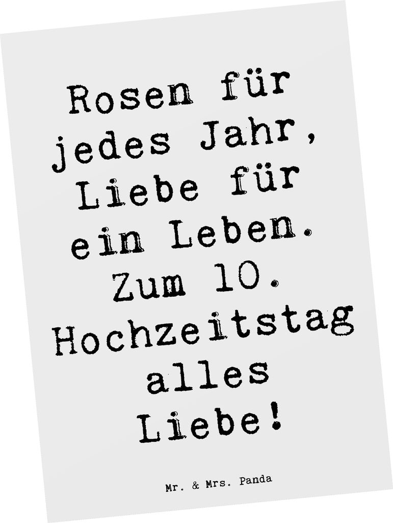 Mr. & Mrs. Panda Postkarte Spruch 10. Hochzeitstag Produktbild 