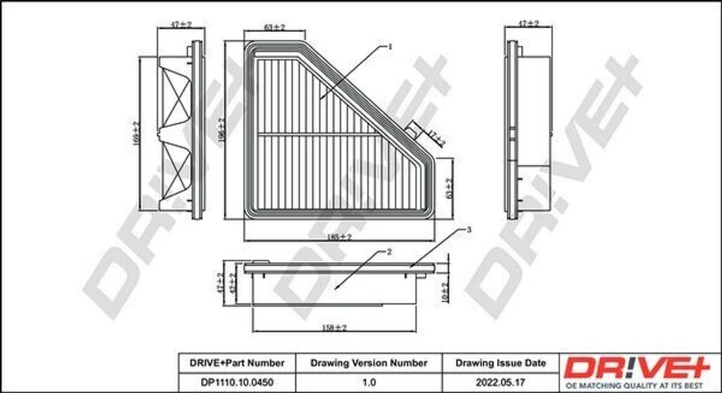 Dr!ve+ DP1110.10.0450 - OE 17220 R3R E01 Luftfilter für Civic IX