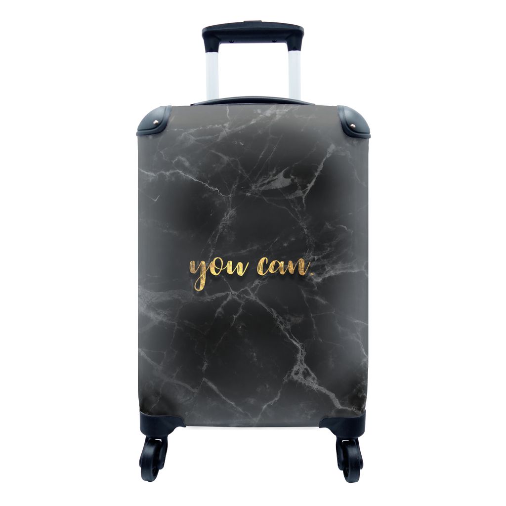 MuchoWow Koffer Handgepäck Trolley Rollkoffer Kleine Reisekoffer mit 4 Rollen - Zitate - Motivation - Gold - Marmor - Cabin Size < 55x40x23 cm &...