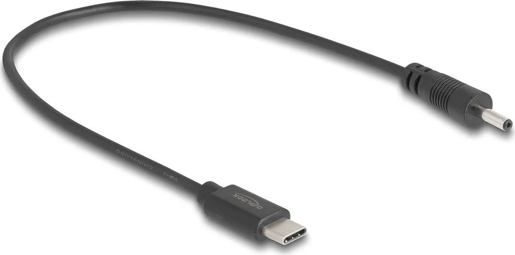 Câble d'alimentation USB Type-C vers DC Jack 3.0x1.1mm Delock court