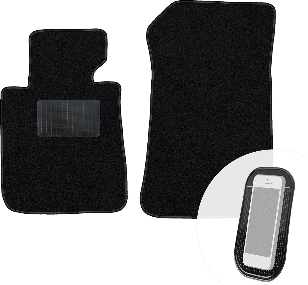 moto-MOLTICO Tappetini anteriori per auto Velours Tappetini auto neri Set 2 pezzi adatto per BMW Serie 1 E87 2004-2011