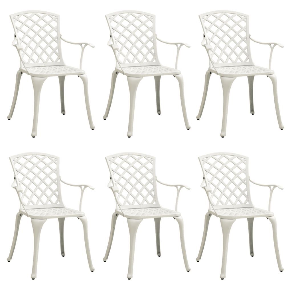 Gartenstühle 6 Stk. Aluminiumguss Weiß
