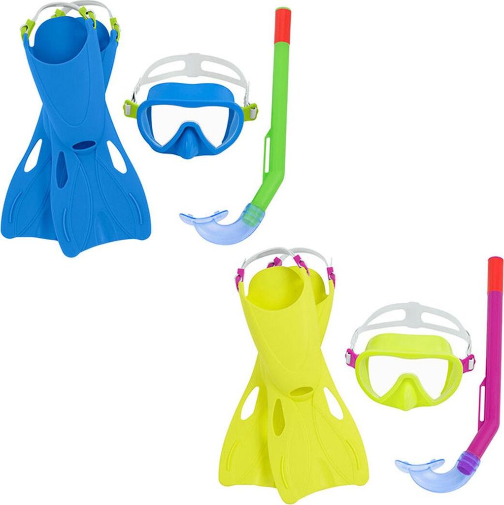 Bestway Set Snorkel Junior Anatomischer Gurt Sortierte Farbe 37-41 +7 Jahre Strand und Pool 25019