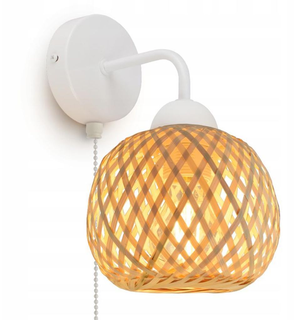 Luxolar Wandlampe Boho Wandleuchte E27 60W – Naturbambus Produktbild 