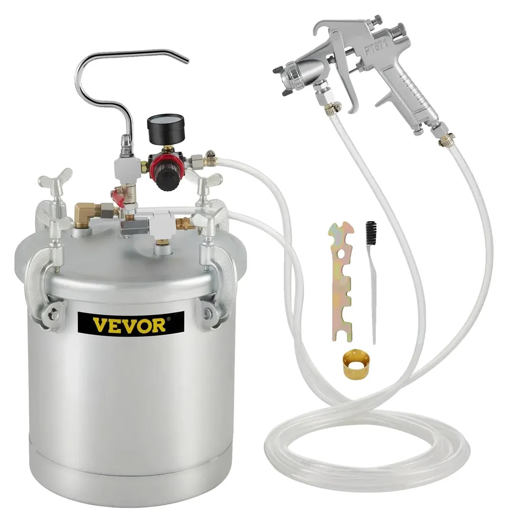 Réservoir peinture pneumatique 9,5L - Pression 60 PSI et jet large