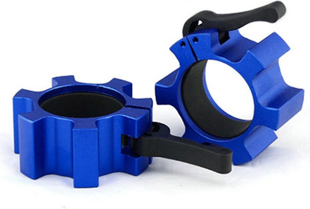 2 Stück 50 mm Langhantel-Kragenschloss, Aluminiumlegierung, Schnellverschlüsse, Clips für Fitness-Training, Bodybuilding, Blau