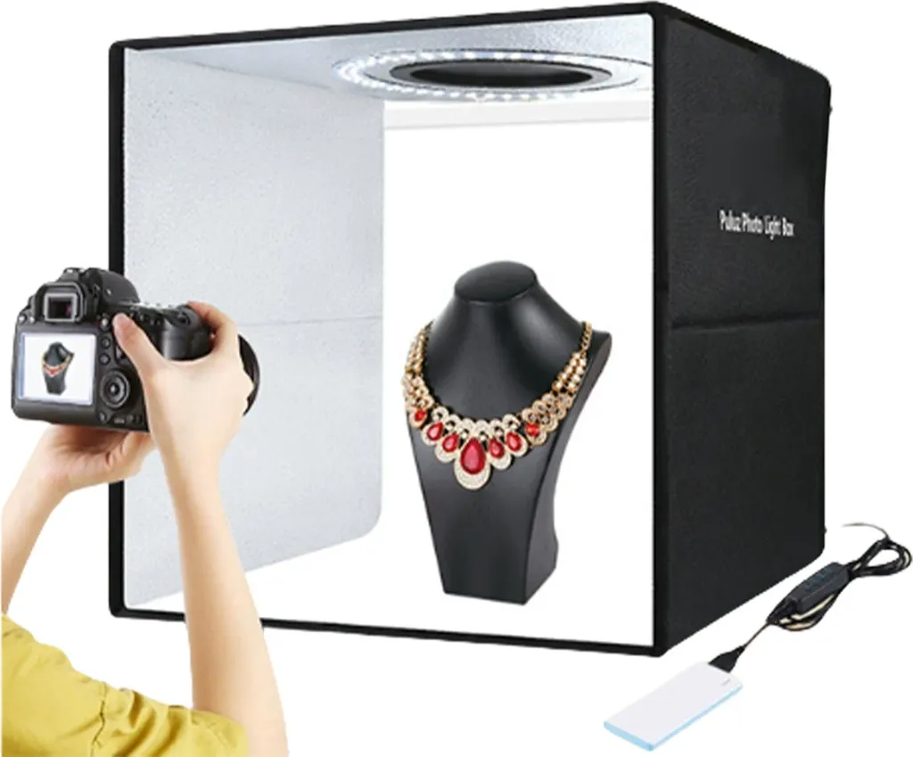 Studio Photo de Table Pliable avec Éclairage LED et Fonds Interchangeables - 2