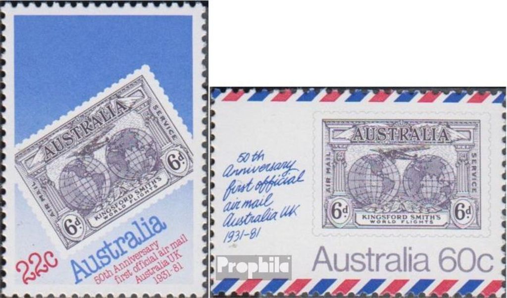 Briefmarken Australien 1981 Mi 745-746 (kompl.Ausg.) postfrisch Postflug