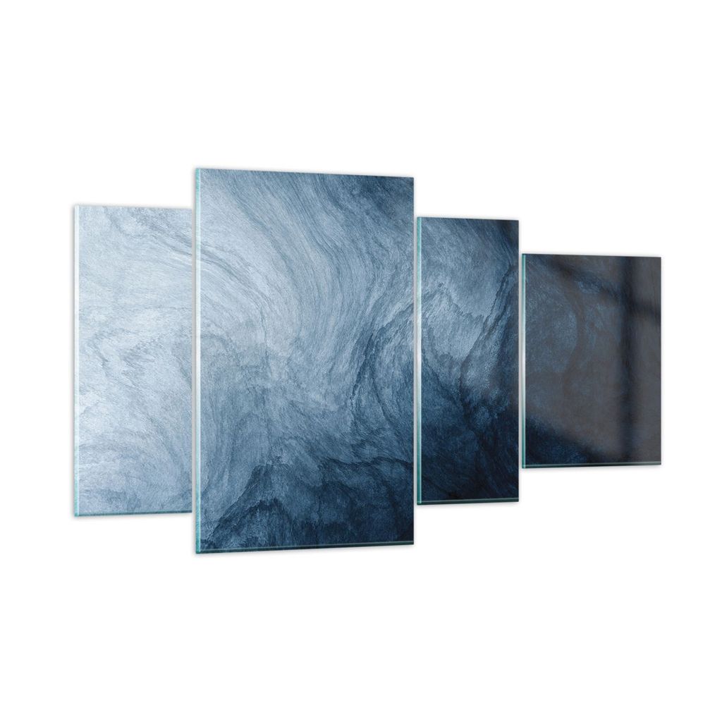 Bilder auf glas - 4 Teile - Wasser Blau Farbe - 120x70cm - Glasbilder - Wandbilder - Bilder - zum Aufhängen bereit - Wanddekoration aus Glas - Gla...