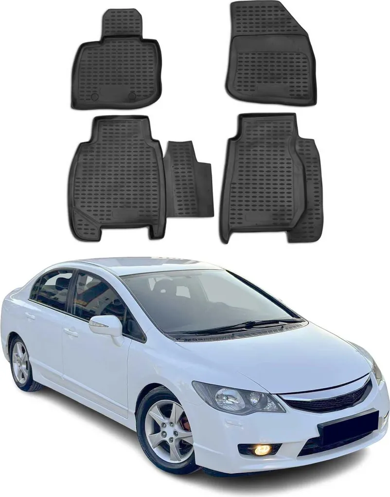 Tappetini Honda Civic 2005-2011 in TPE Nero 4 pz - Protezione Su Misura
