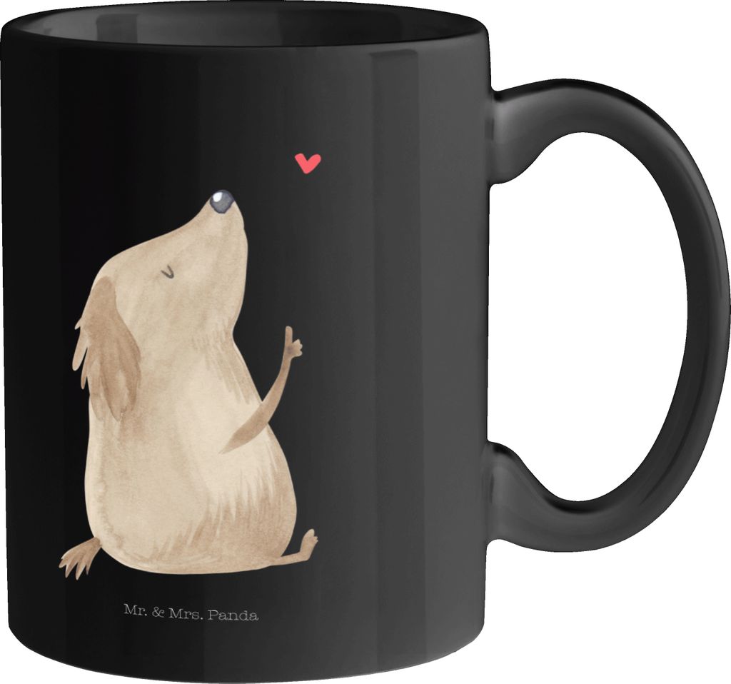 Mr. & Mrs. Panda haferl Hund Liebe - Schwarz - Geschenk, Sprüche, Tasse, Herz, Trinkbecher, Hunde, Kaffeetasse, Keramiktasse, Kaffeebecher, Pott