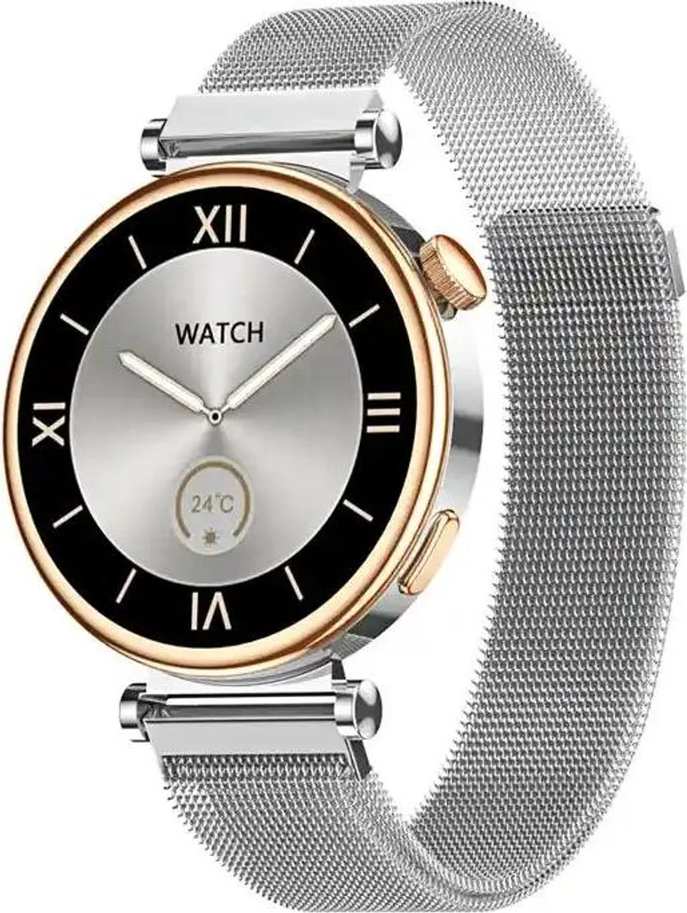 Montre connectée de luxe argentée pour femme avec suivi fitness