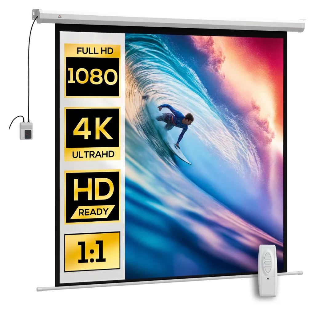 Écran de projection motorisé 85 pouces 4K HD électrique montage mural