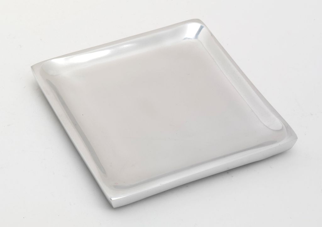 Kerzenteller quadrat Alu Silber poliert 9 x 9 cm für Kerzen, Dekoteller