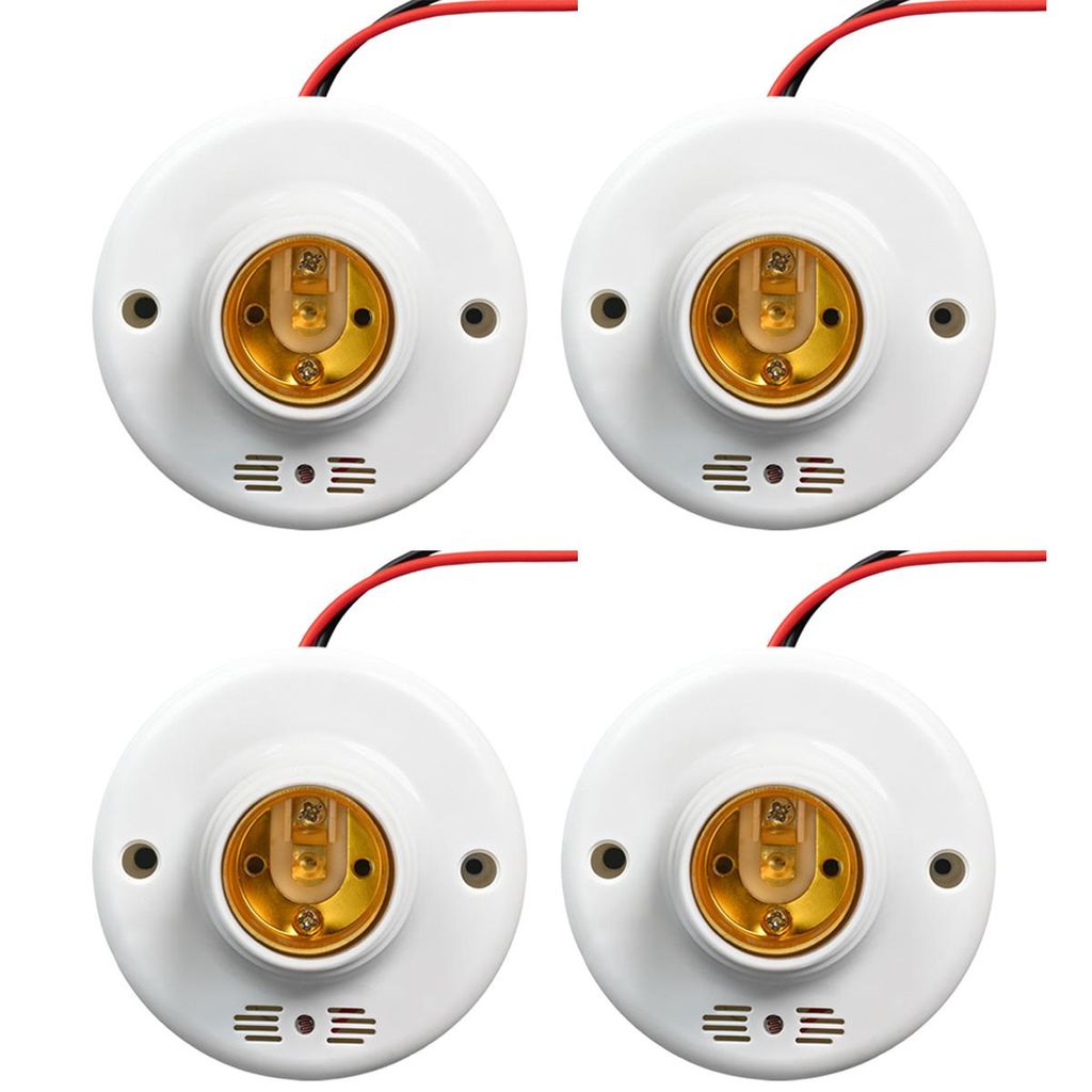 E27 Schalterfassung mit Licht- und Ton-Sensor, 50 W, verzögerte Abschaltung, PC feuerfest, LED/Glühbirne, 360° Erfassung