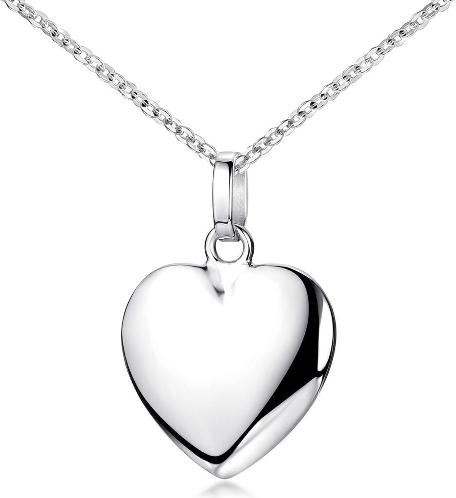 MATERIA by Matthias Wagner Herz Anhänger mit Kette aus 925 Sterling-Silber rhodiniert mit Schmuck Etui KA-272-Silber