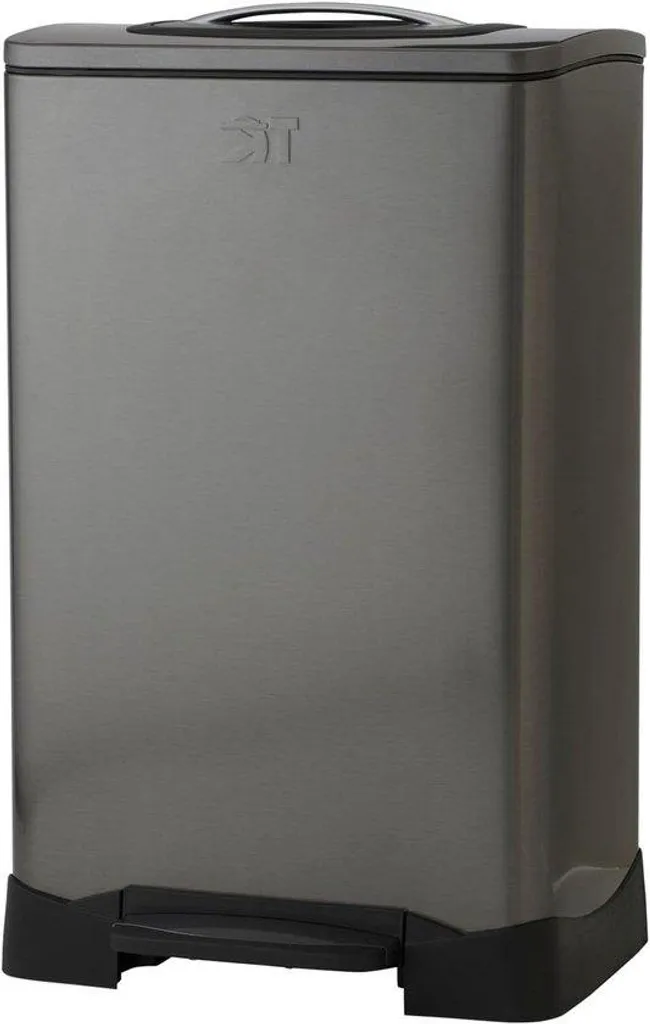 Poubelle à pédale 50L en acier inoxydable noir mat - Modèle Onyx Loft