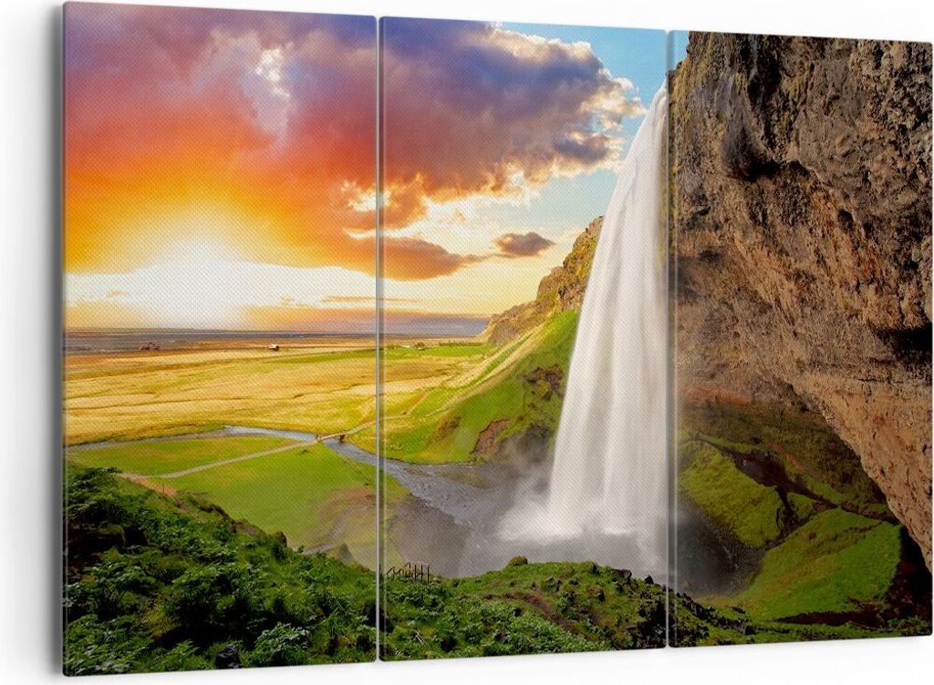 Bild auf Leinwand - Leinwandbild - Geologie island Wiese - 165x110cm - Wand Bild - Wanddeko - Leinwanddruck - Bilder - Kunstdruck - Wanddekoration ...