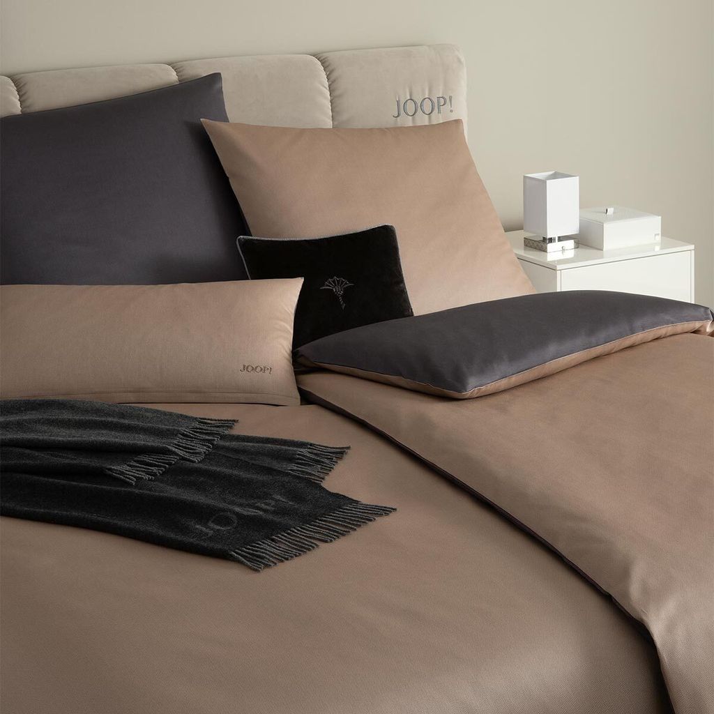 JOOP! Mako-Satin-Kissenbezug einzeln Micro Pattern Farbe caramel Größe 80x80