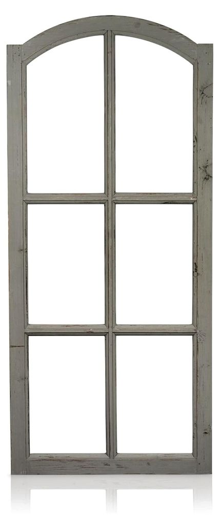 Deko Vintage Stallfenster im Landhausstil - Holzfenster mit Halbbogen ohne Scheiben - Wanddeko aus Holz