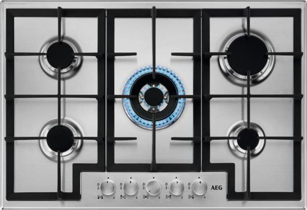 AEG HGB75400SM, Edelstahl, Integriert, 75 cm, Gaskochfeld, Produktbild 